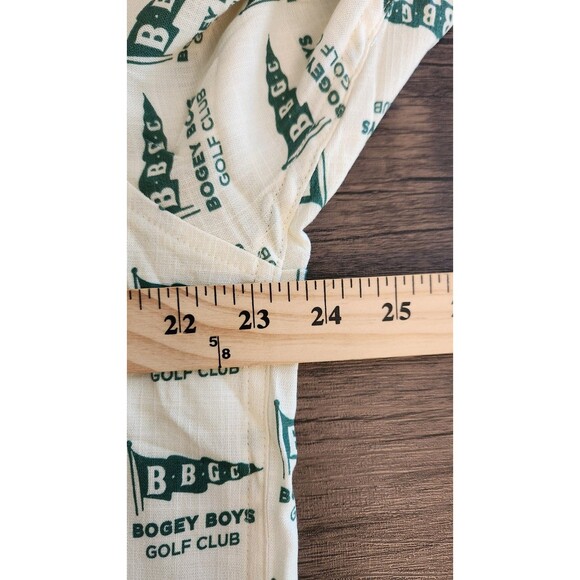 Bogey Boys by Macklemore Flag Print Button-Up Golf Shirt Ivory/Green Large NEW - Picture 8 of 9